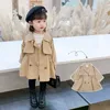 Jacken 311 Jahre Frühling Herbst Baby Mädchen Koreanischen Stil Kawaii Graben Kleinkind Midlong Jacke Lange Ärmel Kinder Kleidung Oberbekleidung 230927