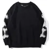Мужские свитера, мужской свитер большого размера, черный свободный свитер с принтом костей скелета, женский винтажный вязаный свитер в стиле ретро, осенний хлопковый пуловер унисекс 230927