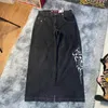 Мужские джинсы, уличная одежда JNCO Y2k, хип-хоп, мультяшный графический принт, винтажные мешковатые черные брюки, мужские и женские широкие брюки с высокой талией