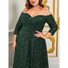 Plus Size Dresses Strapless Sequin Sparkling Evening Dress Lotus Leaf Swing Wedding Banquet 4XL5XL Fashion