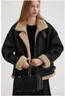 Trenchs pour femmes Manteaux d'agneau Manteau d'automne et d'hiver Fourrure en peluche Lâche Col debout Vêtements de moto High Street Fashion