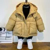 Donsjas Winter Dikke Warme Jas Jongens Plus Fluwelen Capuchon Katoenen Kinderkleding Kinderen CottonPadded Parka Snowsuit Bovenkleding 230928