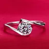 S925 Silver Wedding Anel Ring 18K Real White Gold Plated Cz Diamond 4 Prong Engagement Wedding Bridal Ring Women Whole278m