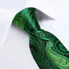 Bow Ties Elegant Green Men's Silk Paisley Jacquard slips Bröllopsfest kostymer Tillbehör för brudgumbroschychief manschettknappar