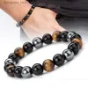 Charm Bracelets Naturel noir obsidienne hématite oeil de tigre perles Bracelets hommes pour magnétique Protection de la santé femmes âme bijoux Pulsera HombreL231214