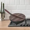 Pannor wok pan hushåll långa handtag köksredskap för halogen alla spisar matlagning 32 cm
