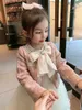 Jackor Dancewear 2st Sweet Outfits Kids Girls Princess Cloths Set Spring Autumn Children Fashion Coat +Dress Vintage Suit 230928