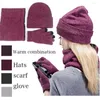 Hats Scarves Gloves Sets Unisex Beanies Hat Ring Scarf Set Winter Knitted Thick Warm Cap Women Men Solid Retro Soft Touch Screen