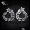 스터드 Lexon Luxury Olive Branch Cubic Zirconia Earring for Womans White Gold Color Brand Brincos Gift E119 221119 Drop Delivery DHBM0