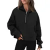 Sudaderas con capucha para mujer Sudaderas con media cremallera recortada Manga larga Polar Cuarto Jersey Trajes de otoño Ropa 230927