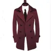 Trenchs d'hommes Manteau Hommes Coupe-vent Adolescent Veste à double boutonnage Vin Rouge Manteau Homme Mens Pardessus Printemps Coréen