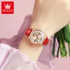 Wristwatches OLEVS Elegant Ladies Watches Top Brand Original Ceramic Automatic Skeleton Wristwatch Diamond Mechanical Watch for Women Set6612 230927