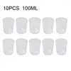 測定ツール10pcs 100mlカップスケール透明な透明なプラスチック二重スケール液体コンテナキッチンミキシング