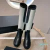 Botas de couro de cavaleiro de lã inverno bordado elétrico lã de malha sapatos de salto baixo