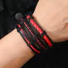 Bracciale rigido vintage multistrato punk gotico rosso braccialetto in pelle PU gioielli fatti a mano da uomo per feste regali di compleanno