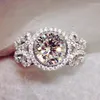 Pierścionki ślubne moda Diamond Rhinestone kryształ pierścionek Kobiety luksusowy błyszcząca para propozycja zaręczynowa biżuteria
