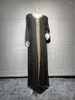 エスニック服の女性イスラム教徒のアバヤドレスワンピースvネックブロンズイスラムのフルレングスカフタンデイリーカジュアル
