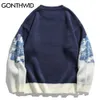 Herrtröjor Gonthwid Snow Mountain Sticked Jumper Sweaters Streetwear Mens Hip Hop Harajuku Pullover Knitwear Topps Fashion Stick Outwear Man 230927