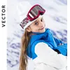 Уличные очки VECTOR Детские лыжные очки с двойными линзами для девочек и мальчиков, очки для катания на лыжах, сноуборде, детские зимние и снежные детские очки UV400, противотуманные HXJ200 230927