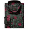 Men's Dress Shirts DiBanGu Luxury Red Rose Floral Green Silk Men Shirt Long Sleeve Designer Clothing Social Casual Tuxedo 230927