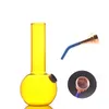 Mini épais narguilé capiteux voyage portable jaune verre coloré eau dab plate-forme bong pipe à tabac recycleur cendres receveur bongs avec métal fumant arc d'herbes sèches