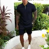 Tute da uomo Tuta da uomo Tuta estiva Manica corta Polo sottile Pantaloncini sportivi 2 pezzi Uomo Solid Set Casual Jogging