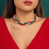 Girocollo Ailodo Collana a catena intrecciata multistrato per donne Ragazze Elegante imitazione di perle Gioielli di moda Regalo di Natale