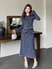 Dwuczęściowa sukienka unxx 2023 Plus ieszczona francuska francuska minimalistyczna elegancka lapowa krótka kurtka midi spódnica