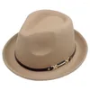 Berretti Cappello Fedora in lana Autunno Inverno Tesa larga in feltro per donna Uomo Berretto Panama Britannico Top Jazz Cappelli a bombetta per adulti Chapeau Femme