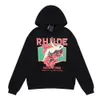 2023ニューメンズデザイナーパーカーrhudeパーカーヒョウグラフィックプリント長袖スウェットシャツ