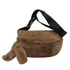 Evening Bags Brand Designer Plush Women's Shoulder Bag Casual Crossbody Faux Fur Small Pillow Belt Winter Warm Chest