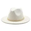 Large Brim Chapeaux Mode 18 Couleurs Hommes Femmes Laine Feutre Chapeau Formelle Jazz Trilby Fedora Gland Jaune Blanc Rose Panama Cap1213r