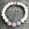 MG0915 Bracelet énergétique en pierre de lave blanche de 8 MM, Quartz Rose naturel, Bracelet pour femmes, haute qualité, Chakra du cœur, méditation, bijoux 289c