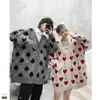 Men's Sweaters Heart-shaped Cardigan Sweater Men Street Oversized Knitted Pullover Casual Hip Hop Couple Jumper Harajuku V-neck Cardigan Unisex 230927