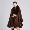 Futra kobiet faux fur elegancki v lapel faux rex króliczkowy płaszcz futra peleryka zima kobiety wielkie długie szalik pełne wykończenie futra dzianina płaszcz płaszcz parka 230927