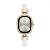 Relojes de pulsera Reloj de pulsera de cuarzo con diamantes de imitación de lujo para mujer vestido de fiesta de cuero analógico para la vida diaria vacaciones de viaje