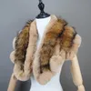 Scarves Genuine Rex Rabbit Fur Scarf With Women Winter Warm Trendy Elegant Natural Ring Female 230927