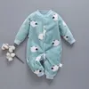 Rompers Autumn Winter born Baby Clothes Dinosaur Print Baby Boy Romper Warm Infant Baby Boy Girl Soft Fleece Jumpsuit Pajamas 230927