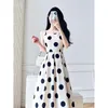 Casual Dresses 2023 Fashion Summer Polka Dot Print Slip Dress Women Off-shoulder Backless Sexy Elegant Party Midi