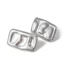 Серьги-кольца Ins Стиль, прямоугольные серьги-гвоздики из нержавеющей стали для женщин, минималистичная текстура молотка для девочек, вечерние ювелирные изделия, подарки 3x1,8 см