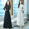 Casual Dresses 2023 Summer Beach Maxi Dress For Women O-neck Long Sleeve Printing Retro Temperament Waist Slimming Party Vestidos