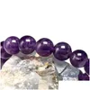 Charm Bracelets Natural Amethyst Women Couple Stone Purple Quartz 6 8 10Mm Bead Bangles Jewelry Gifts 230215 Drop Delivery Dhsnz