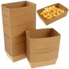 Take Out Containers 100Pcs Kraft Brown Paper Food Trays Oil Proof Snack Boat Christmas Birthday Party Supplies Baking Pans Kitchen Gadgets