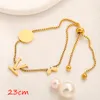 New Fashionable Classic Brand Letter Bracelets Women Bangle 18K Gold Plated Stainless steel Flower Beads Christmas Gift Wristband Cuff Chain Designer Jewelry