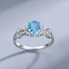 Wedding Rings Full Diamond Sapphire Blue Ring European And American Fashion Personality Closed Flower Cutting Factory Source