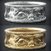 Creative Unusual Face Jewelry Carving Gaze Both Eyes Golden Rings Size 7-12 Men And Women Charm Halloween Gifts MENGYI Cluster244M