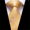 Lenços C-3164 Hi-Tie Gold Floral Silk Laços para Homens Hanky Abotoaduras Definir Luxo Gradiente Mens Gravata Festa de Casamento