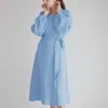 Women's Sleepwear Lantern Cotton Women Bathrobe Dresses Elegant Kimono Robe 2023 Female Hiloc Nightie Sashes Long Robes Sleeves