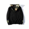 Nieuw A Bathing B Ape herenhoodies herfst en winter herenjack met capuchon Jeugd gepersonaliseerde vergulde print haai dunne vest trui