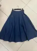 Skirts Retro High-waisted Denim Long A-line Skirt Spring And Summer Fashion Women's Umbrella Decorative Pocket 2023 Big Swing